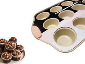 Molde 12 muffins antiadherente bicolor